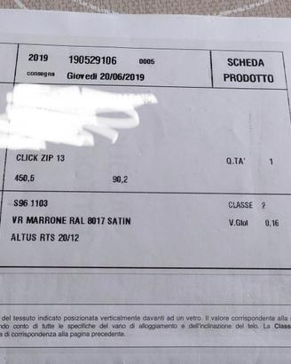 tenda a scorrimento  verticale Gibus anno 2019