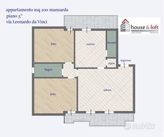 Luminoso attico mansardato via l. da Vinci