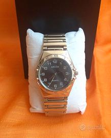 Orologio al quarzo ,quadrante nero  acciaio