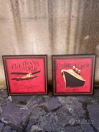 N.2 quadri Oleografie su tela nave e aereo