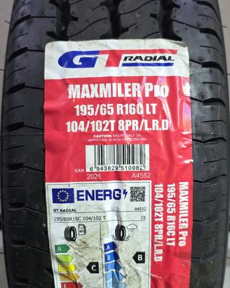 4 Pneumatici 195/65 R16 Gt Radial Maxmiler Carico