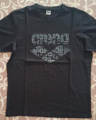 t-shirt uomo arena nera taglia L cotone logo