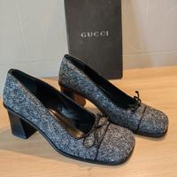 Scarpe tacco tessuto bucles