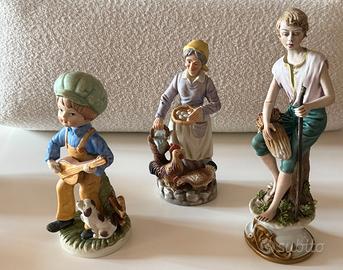 Tris Statuine Capodimonte / Vintage Campestre
