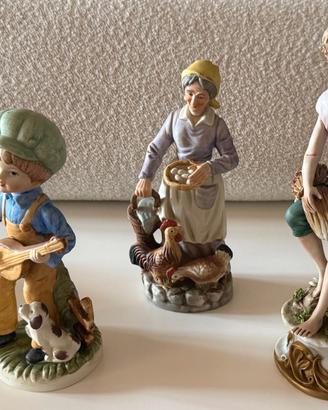 Tris Statuine Capodimonte / Vintage Campestre