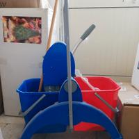 carrello doppia vasca due secchi con strizzatore
