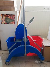 carrello doppia vasca due secchi con strizzatore