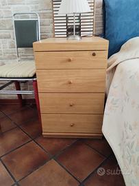 cassettiera legno chiaro 