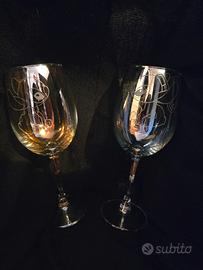 calici  in vetro lavorati con incisori sul vetro