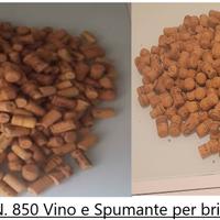 Tappi Sughero N. 850 pezzi Vino e Spumante