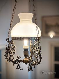 Lampadario vintage, rustico, lavorazione floreale