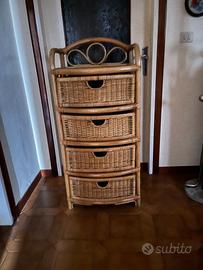 Cassettiere/librerie vimini bambù