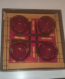 set per sushi in maiolica con bacchette 