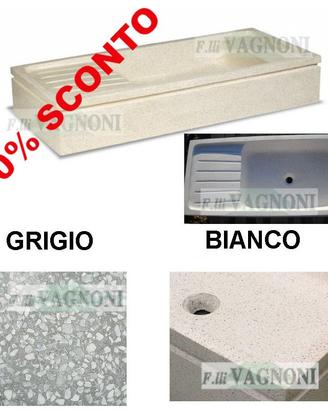 LAVANDINO DA CUCINA IN GRANIGLIA LEVIGATA CM. 115
