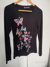 maglia con maniche lunghe con disegno farfalle