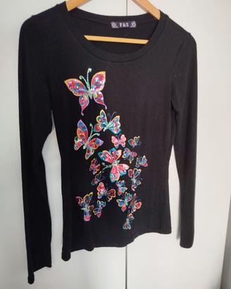 maglia con maniche lunghe con disegno farfalle