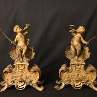 Coppia Alari Bronzo Stile Rococò -Stile Luigi XV