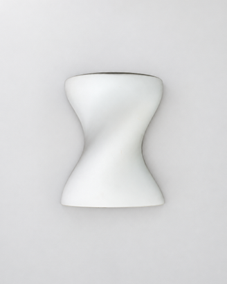 2 applique bianche da parete, design sinuoso 23 cm