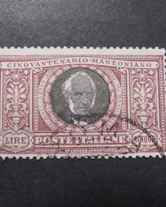 Rarissimo francobollo 1923 Manzoni 5 lire firmato