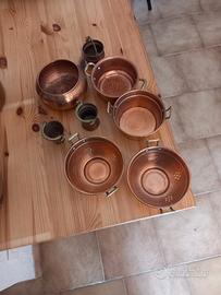 Vasetti e pentoline decorativi in rame, pentoline 