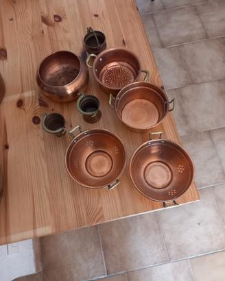 Vasetti e pentoline decorativi in rame, pentoline 