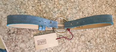 Cinta azzurra scamosciata in cuoio