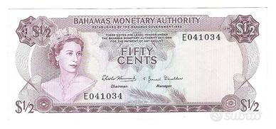 BAHAMAS banconota d'epoca 3 monete Elizabeth II