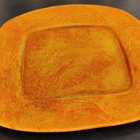 piatto IVV arancione in vetro e foglia d'oro