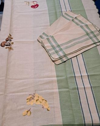 Tovaglia rettangolare 6posti Misto Lino, Tema: uva