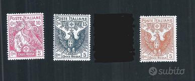 Francobolli Italia 1915-16 Croce Rossa - 3 valori