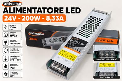 Alimentatore LED 24V 200W 8,33A Slim – Strisce LED