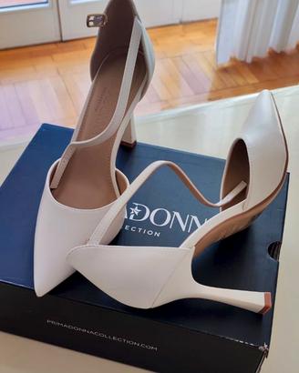 Décolleté bianca sposa 38 nuove, tacco 9,5