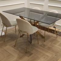 Tavolo in Vetro con 4 Sedie e Sgabelli