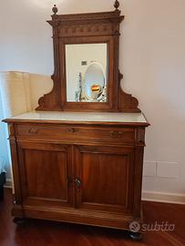 Mobile in noce con specchiera/credenza