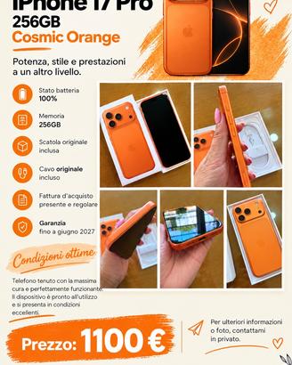 🍊 iPhone 17 Pro 256GB – Cosmic Orange