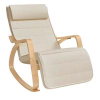 Poltrona a dondolo con braccioli in legno