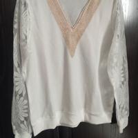 Maglietta donna estiva manica lunga in pizzo