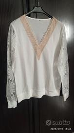 Maglietta donna estiva manica lunga in pizzo