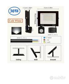 Faretto led IP66 con sensore di movimento esterno