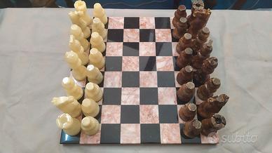 SCACCHIERA SCACCHI PEDINE DAMA ALABASTRO