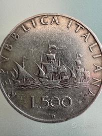 Moneta  500 Lire Caravelle in argento