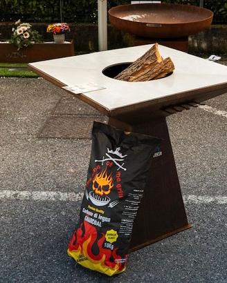Barbecue - BBQ in corten, piano inox 90cm X 10mm