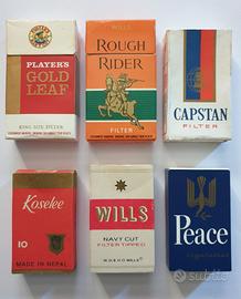 LOTTO 6 RARI MINI PACCHETTI SIGARETTE VUOTI ‘80