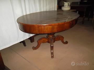 -TAVOLO OVALE LOMBARDO DELLA META' 800 IN NOCE