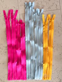 10 Cerniere zip fucsia-azzurro-giallo