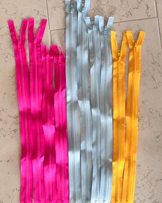 10 Cerniere zip fucsia-azzurro-giallo