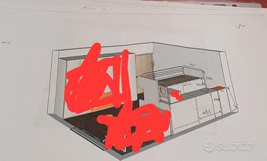 letti a castello colore arancione e bianco