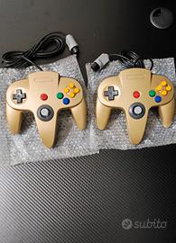 Nintendo 64 due controller edizione Gold nuovi n64