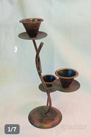 Candelabro 3 bracci in  ferro battuto 