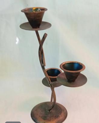 Candelabro 3 bracci in  ferro battuto 